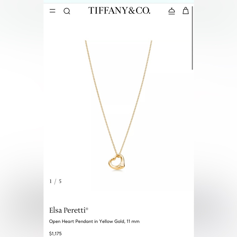 Tiffany & Co. Elsa Peretti® Open Heart Pendant in Yellow Gold 11mm